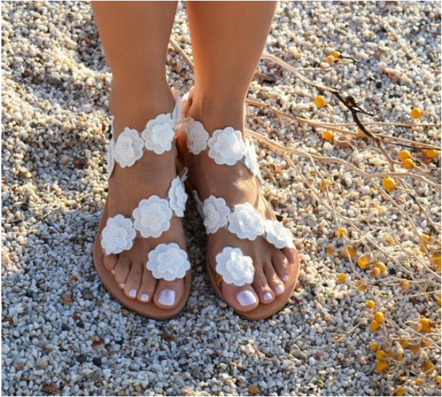 Summer new flowers flat bottom sandals