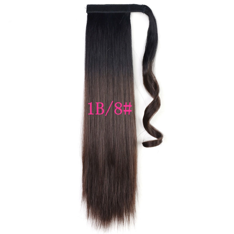 Long Straight Wrap Around Clip In Ponytail Hair Extension Heat Resistant Synthetic Tail Fake Hair