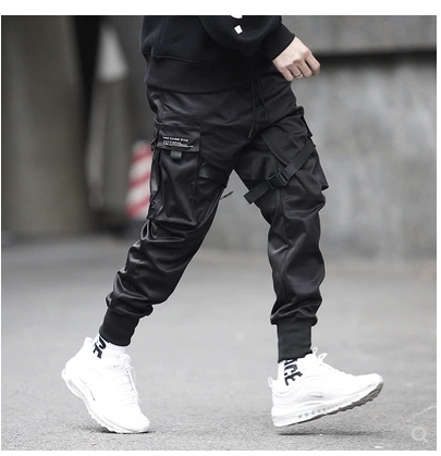Elastic Waist Jogger Trousers Sweatpants Pockets Full Length Casual