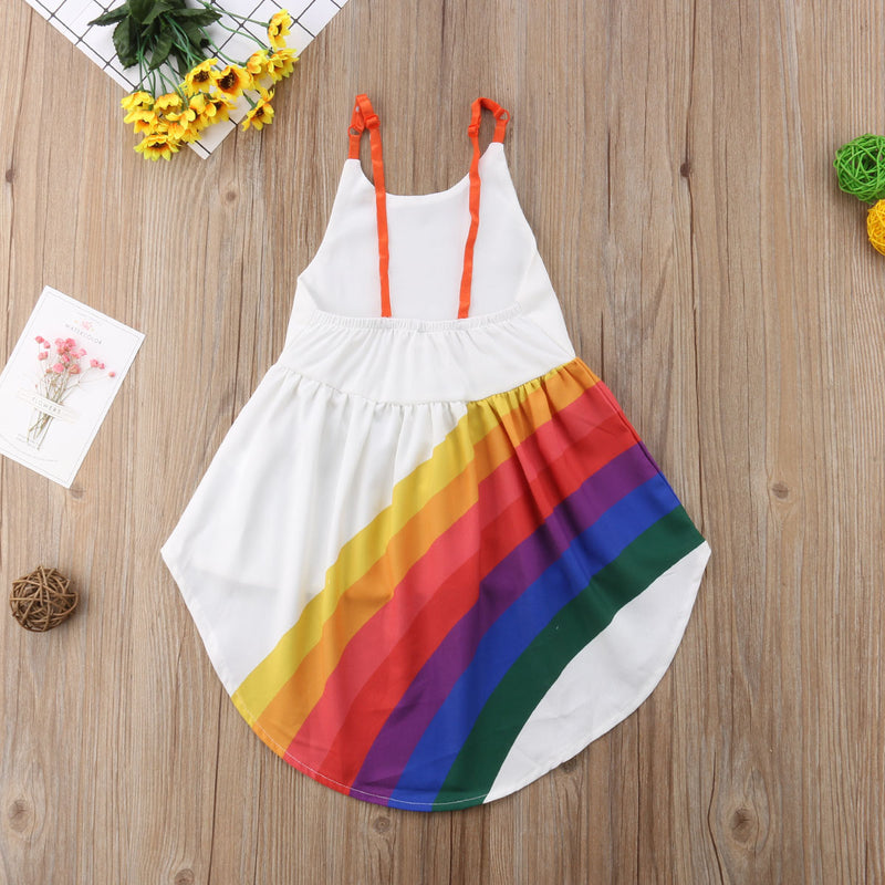Sleeveless rainbow print dress