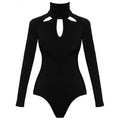 Black Cutout Long Sleeve Slim Sexy Solid Color Jumpsuit