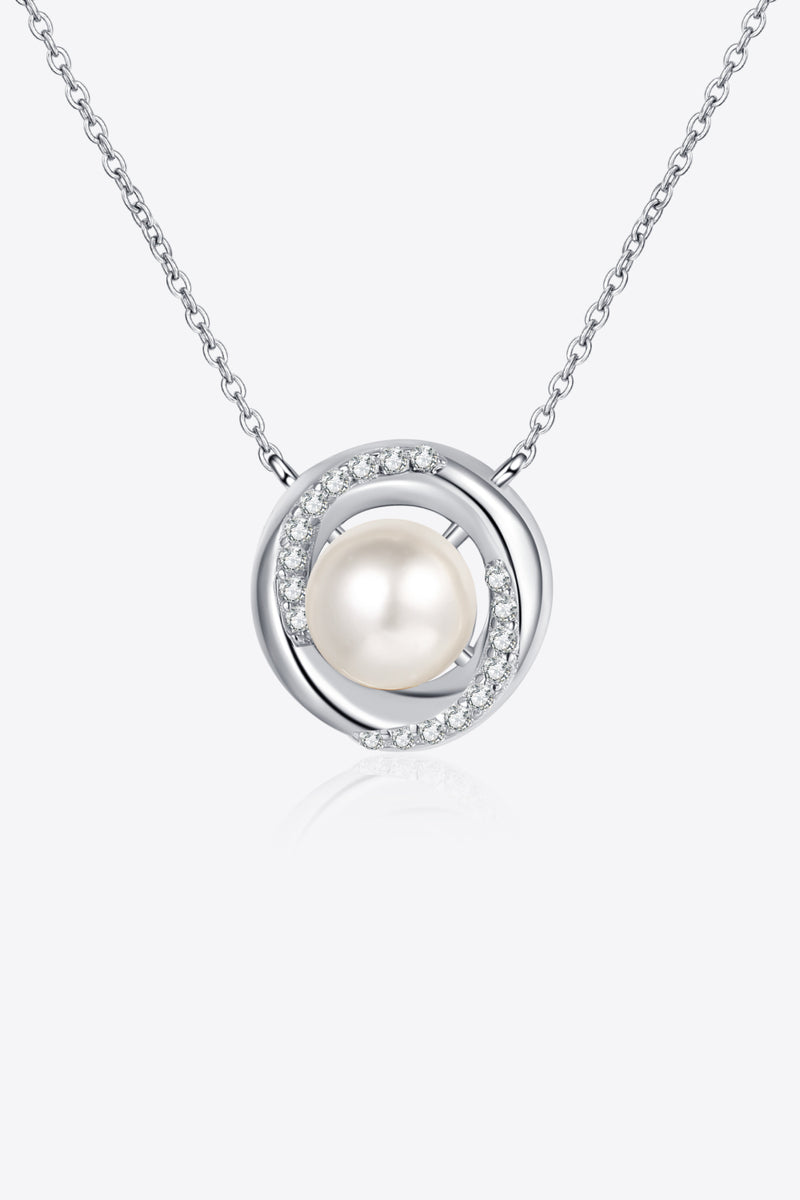 Moissanite Pearl Rhodium-Plated Necklace