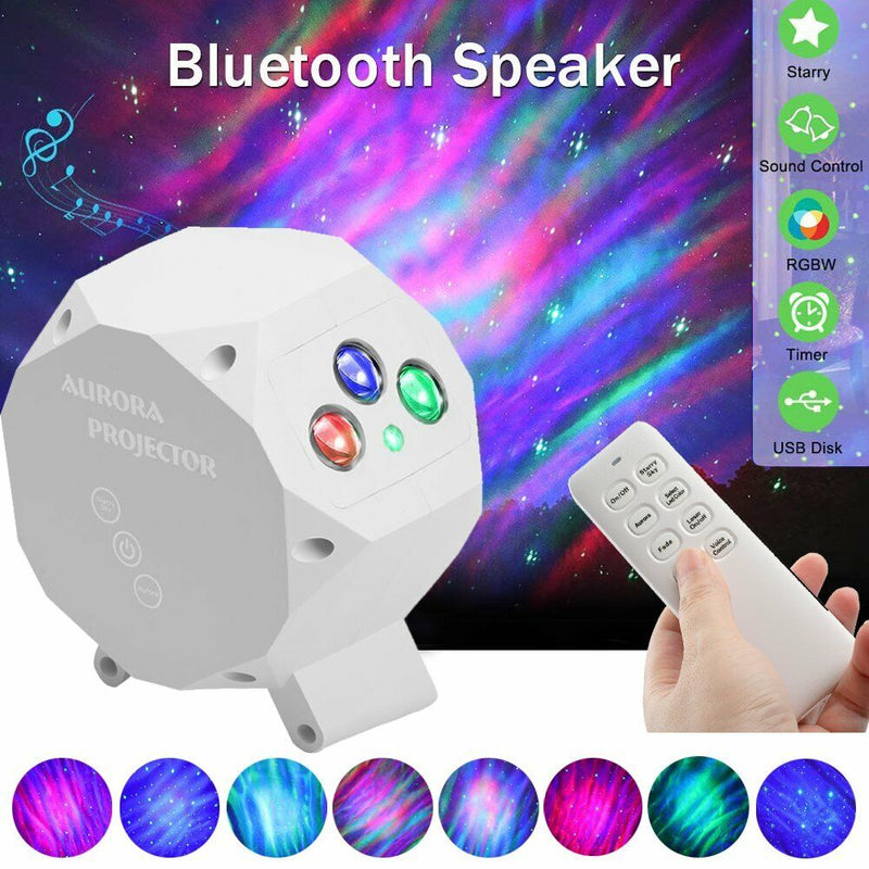 LED Aurora Galaxy Starry Sky Night Lights Star Projector Lamp Bluetooth Speaker