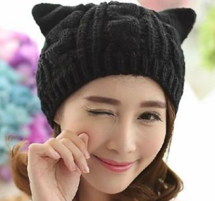 Hand Made 3D Cute Knitted Cat Ear Beanie