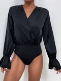 Surplice Neck Flounce Sleeve Bodysuit