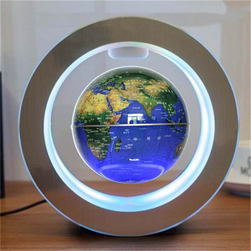 Round LED World Map Floating Globe Magnetic Levitation Light